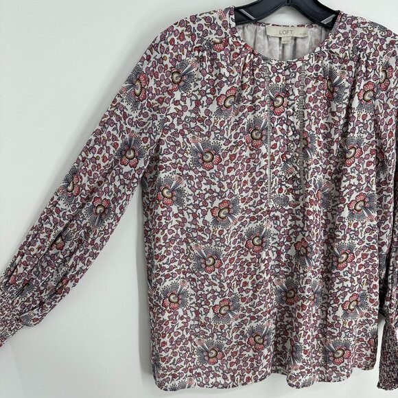 3/$25 LOFT Floral Blouse Top XSP - Picture 4 of 7